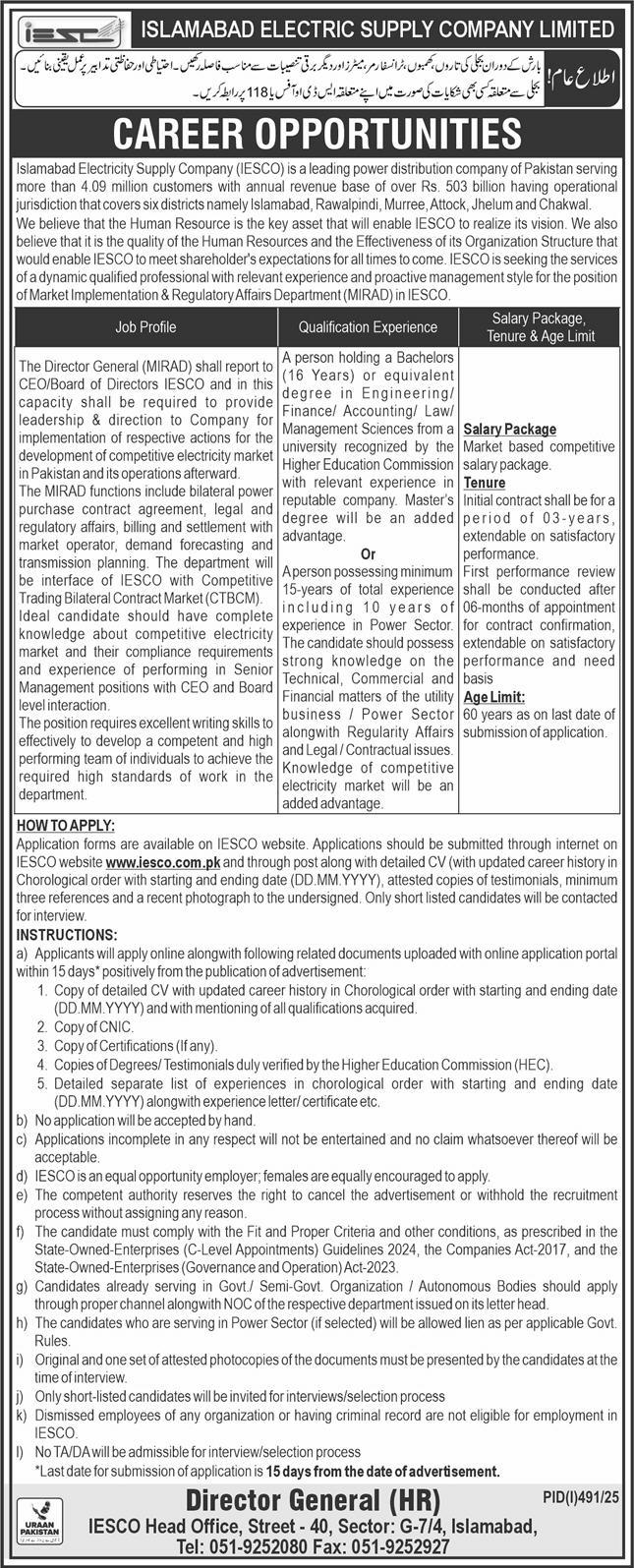 Jobs in Islamabad Electric Supply Company Limited